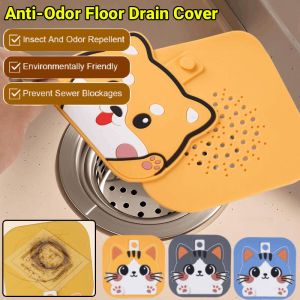Anti-Odor Floor Drain Cover Insect-Proof Silicone Bathroom Floor Drain Shield Deodorant Sealing Silicone Cover 防异味双层卡通地漏盖
