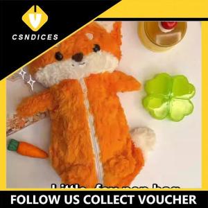 [Csndices] กระเป๋าปากกาตุ๊กตาน่ารักกล่องดินสอตุ๊กตาจิ้งจอกการ์ตูนกระเป๋าใส่เครื่องเขียนความจุขนาดใหญ่นักเรียน