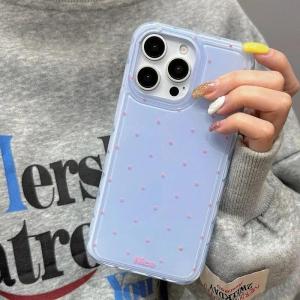 Lovely Korean Polka Dot Phone Case For iPhone 16ProMax 16 15 14 13 12 Pro Max Soft Silicone TPU Cute Wave Point Shockpoof Cover