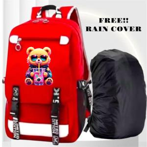 KEY RED - Tas Ransel Sekolah TerBaru Anak LakiLak Perempuan Remaja Paket 4in1 Panda Cuby 0007