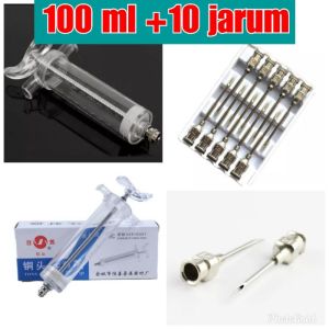 suntikan hewan besar syringe spuit peternakan jarum suntik sapi domba kambing 100ml tpx mika bukan socorex medion - COD