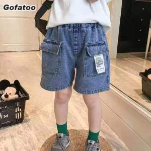 GOFATOO กางเกงยีนส์เด็กชาย กางเกงขาสั้น กางเกงลำลอง แฟชั่น กางเกงเด็ก