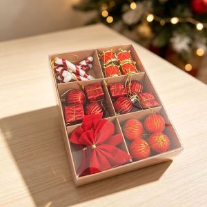 ChicLiving 24Pcs Christmas Ornaments Gift Set Christmas Balls Ornaments Xmas Tree Decoration Candy Cane Bow Pendant