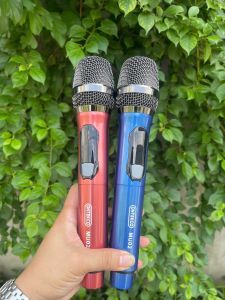 Bộ 2 micro ontekco mu02 karaoke không dây siêu sang chuyên dùng cho amply loa kéo kết nối xa tới 30m qua đầu thu mini