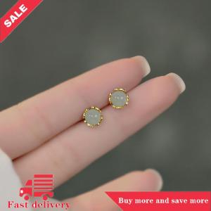 [COD] Trung Quốc Phong Cách Retro Giả Ngọc Nhỏ Stud Bông Tai Cho Phụ Nữ Tinh Tế Màu Xanh Lá Cây Vòng Bead Bông Tai Đồ Trang Sức Thanh Lịch Quà Tặng