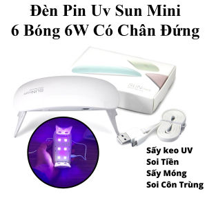 Đèn Pin Uv Sun Mini 6 Bóng 6W Có Chân Đứng Sấy Keo Uv Sấy Móng Tay Sấy Keo Dán Kính