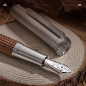 FCHongdian Fountain Pen 1866 Wooden Pen Retro High-end with White
