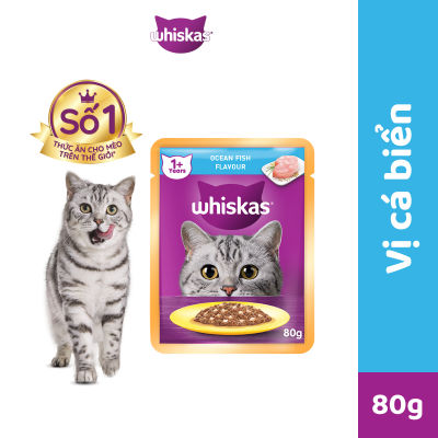 [Quà tặng không bán] Thức ăn mèo lớn Whiskas vị cá biển dạng túi 80g