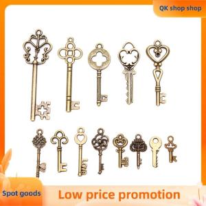 ✨QK shop✨ 13Pcs Vintage Metal Mix Style Key Charms Pendant Jewelry Making Old Looking