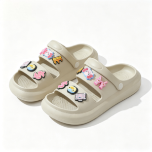 Women’s Double Bar Sandals with Cute Charm – 2-in-1 Chic Daily Look