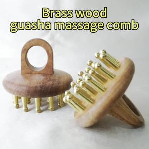 Head meridians massage comb copper wood meridians fine tooth comb needling Guasha scalp relax
