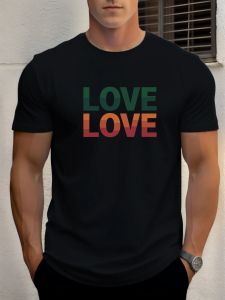 Mens cotton T-shirt summer round neck short sleeves LOVE printed breathable street clothing fashion cool T-shirt