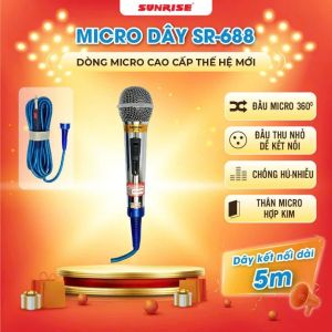 [CHÍNH HÃNG]Micro karaoke có dây Sunrise SR 688 hát nhẹ hút giọng micro kèm dây zin dài 5m chống gãy