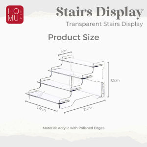 HOMU TOMEI Transparent Storage Display Box L Transparent Acrylic Action Figure Stand 2 Susun Tingkat Tangga Rak Pajangan Akrilik Transparan