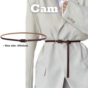 Thắt lưng da đai váy nữ bản nhỏ DV30 OMEGA KHÔNG CẦN BẤM LỖ dạng mảnh 1cm Belt dây nịt đai váy đầm sơ mi sang chảnh