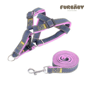 Rompi Denim Anjing Kucing dengan Tali Tuntun | Denim Harness Leash Dog Cat Medium | Rompi Anjing Kucing Breathable Vest