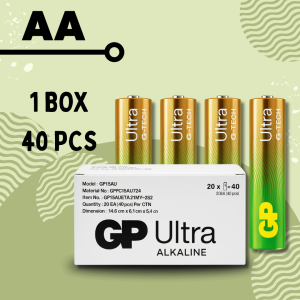 Bateri GP Ultra Alkaline AA & AAA | GP Alkaline Battery [1Box-40Pcs] - Long Lasting & Leak Resistant