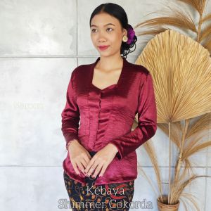 Kebaya Shimmer Cokorda Lengan Panjang dan Rok Knit Stretch Free Selendang sifon Kebaya Bali Modern