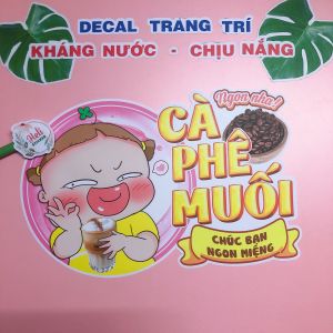 Decal Trang Trí CÀ PHÊ MUỐI - QUỲNH AKA ✨ Hình Dán trang trí Quán Cà Phê Trà Sữa Sinh Tố Nước Ép Ăn Vặt - Sticker Kháng Nước Chịu Nắng Cắt Sẵn.