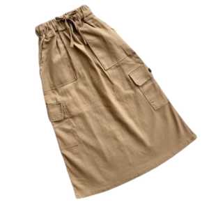Rok Cargo Anak Perempuan Warna Olive dengan Potongan Pinggang Tinggi dan Ukuran Free Size