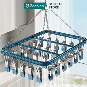 Móc chùm phơi quần áo cho bé 36 kẹp chất liệu inox 304 đệm núm cao su mềm cao cấp Zochico