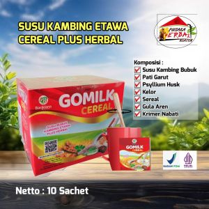Gomilk Susu Cereal Bariklana Susu Kambing Etawa plus Herbal-Pati Garut-Kelor-Gula Aren-Sereal-Psyllium Husk