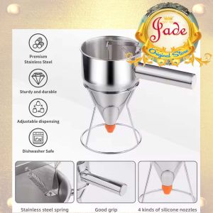 Pastry Dispenser / Batter Dispenser Funnel Corong Adonan Kue/Takoyaki/Dorayaki/Pancake Dispenser/Gelas Takar/Penuang Stainless Steel - BPA Free