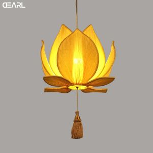 Đèn Chùm Phong Cách hoa sen đèn treo phòng ăn bằng vải sáng tạo hình hoa sen