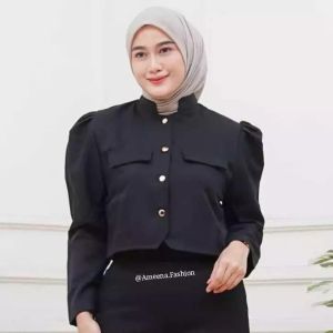 Sonia Blazer Crop Top - Blouse Crop Top Wanita Korean Style Terbaru