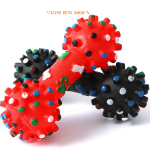 Đồ chơi cho Chó gặm sạch răng hình quả tạ có kèn kêu bằng nhựa vinyl - Love Pets Shop