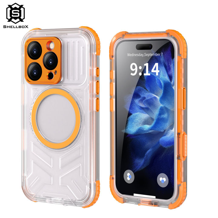 Iphone 16 Shell Shellbox for iPhone 16 Pro Clear Case with MagSafe Waterproof Phone ...