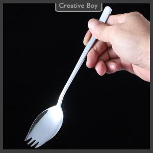 [Creative] 304 Stainless Steel Fork Household Spork Spoon One Salad Spoon Cake Fruit Fork Western Fork Tableware