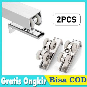 【Dikirim dlm 24jam】2 Pcs/set roda sliding pintu geser lemari Wheels Home Room Wood Door Hanging Wheels Rail Track Pulley Stainless