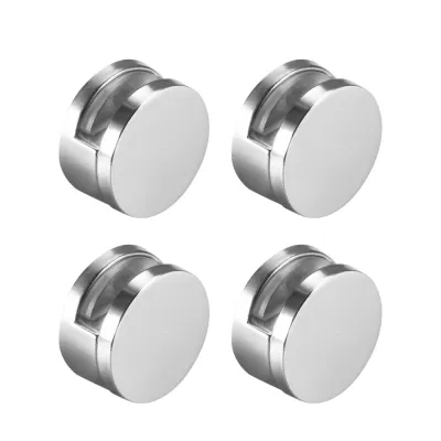 4Pcs Zinc Alloy Mirror Floating Glass Clip Set- Wall Mounted Mirrors Bracket/Clip -Bathroom Mirrors Supporting Sheet Nail Dresser Mirror Fixed Fitting (Round)