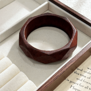 JIMEIXIAN01 Round Wooden Bangles Wide Ethnic Style Women Bangles Geometric Square Bracelets Gifts