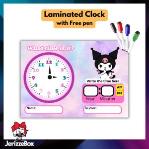 Laminated Clock for Kids Learning Educational Toys  size A4