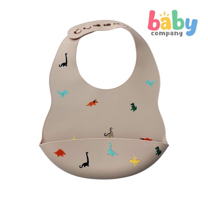 Peekaboo Silicone Bib – Dino Tan