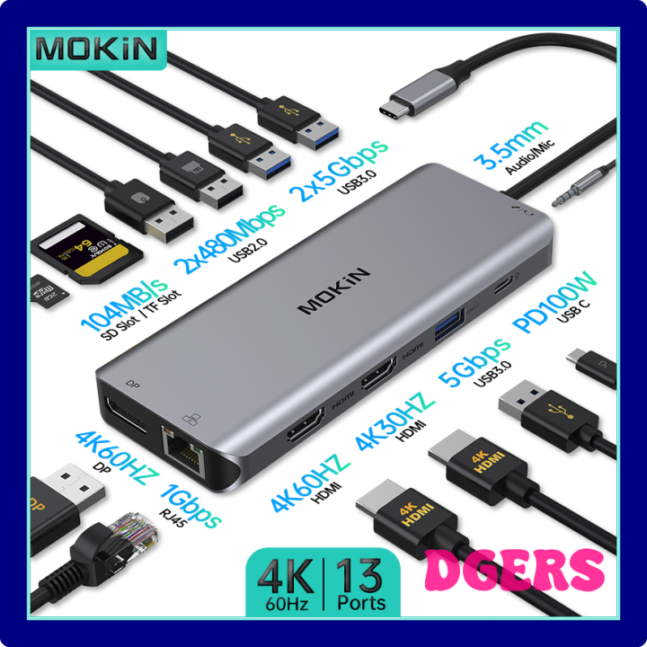 Dgers Mokin 13 In 1 Docking Station For Macbook Airpro Ipad Thunderbolt Laptop Usb30 Hdmi 6943