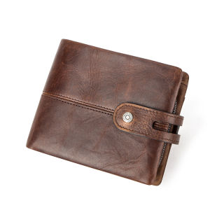 Genuine Leather Men Wallets RFID Short Bifold Male Purse Card Holders Money Clips Zipper Coin Purses Slim Wallets for Men