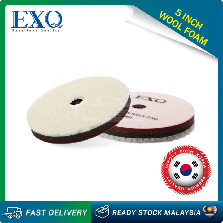 EXQ Wool Sponge Cutting Polishing Compound Buffing 130mm [Stripe Velcro Pad]  5 Inch