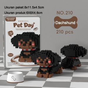 Mainan Nano Blok Model Pajangan Hewan Peliharaan Seri Kucing dan Anjing DIY Dog Building Bricks