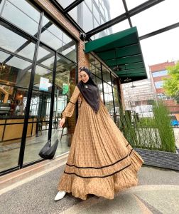 Glamz najmi gamis set jilbab terbaru pesta mewah elegan modern kekinian baju muslim wanita syari