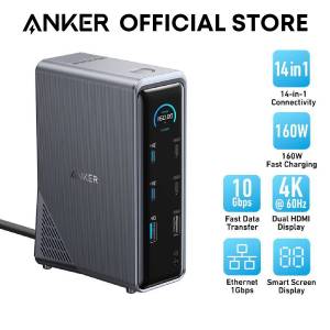 Anker Prime 14-in-1 Docking Station 160W Fast Charger Dual HDMI 4K Display 10Gbps Data Transfer Desktop Multi Plug A83B6