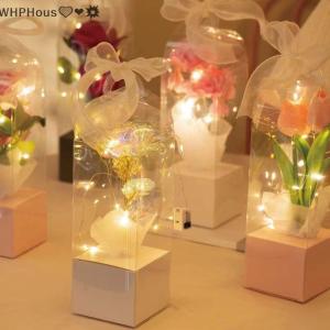 WP💓💛💖 1 5Pcs Valentines Handheld Flower Box Transparent PVC Flower Arrangement Box Rose Single Flower Box Bouquet Packaging Boxes