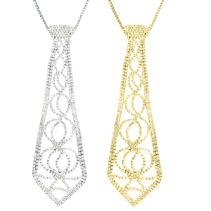 Sparkly Rhinestones Necklace Tie Gothic Choker Adjustable Chain Necktie for Women Men Wedding Neckwear