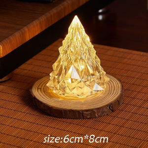 LED Electronic Candle Light Christmas Tree Crystal Night Light Desktop Ornament Valentines Day Christmas Gift