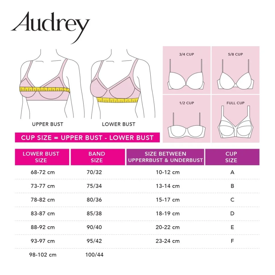 Audrey Style Wireless 5/8 Thin Moulded Fashion Bra - D Cup Size 73-8144