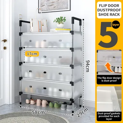 5 Layers Hanging Shoe Rack Dustproof Organizer Clothes Hanging Rack With Shoe Storage Multifunctional Floor Coat Rack
