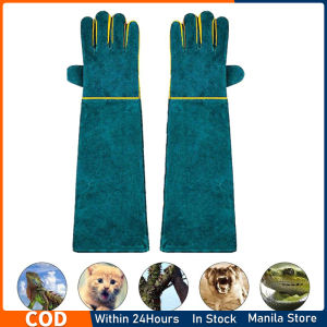 Pet Gloves Pet Training Processing Gloves Leather Anti-Scratch Animal Anti-Bite Protective Gloves Suitable for Welding Treatment Whole Hand Heat Insulation Fire Resistant Snake Dog Cat Bird Snake Parrot Lizard (Green)