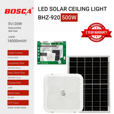 BOSCA 2 Year Warranty 500W LED Solar Ceiling Light Remote Control Adjustable Color BHZ-920